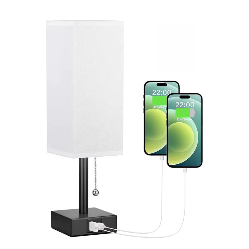 Moderne Rechteckige Nachttischlampe mit USB-Ladefunktion