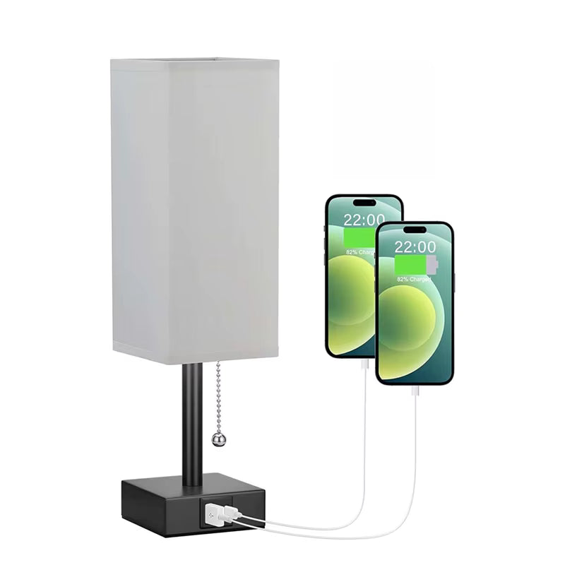 Moderne Rechteckige Nachttischlampe mit USB-Ladefunktion