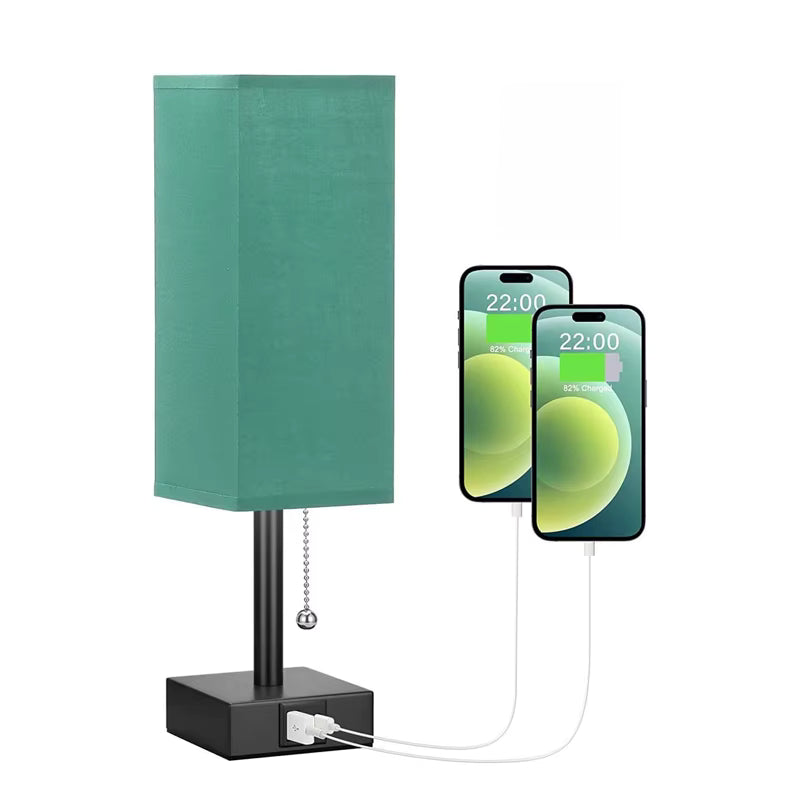 Moderne Rechteckige Nachttischlampe mit USB-Ladefunktion