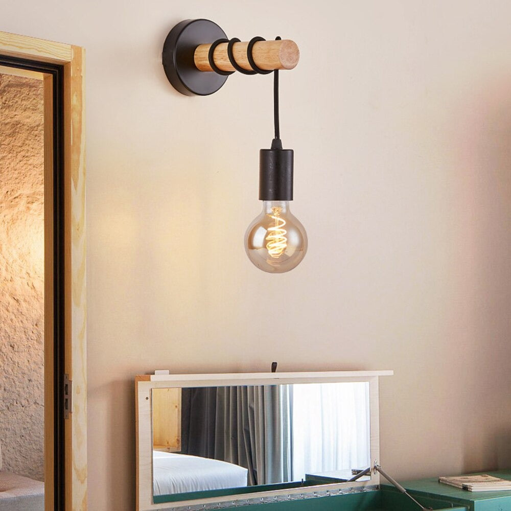 Industrielle Nachttisch-Wandleuchte in Schwarz