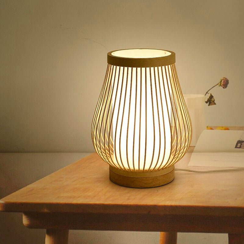 Bambus Laterne Tischlampe