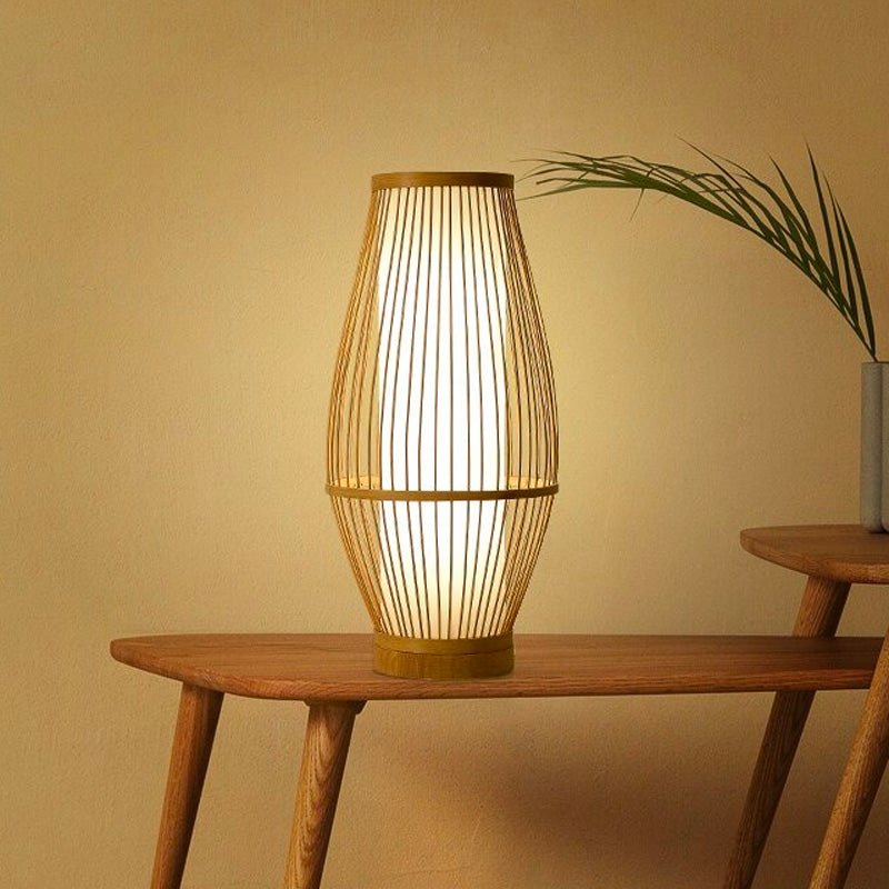 Bambus Laterne Tischlampe