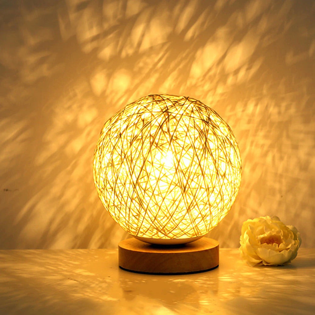 Tischlampe Rattan Kugel