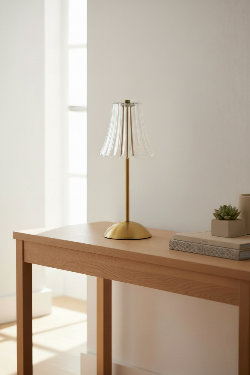 Art-Déco Nachttischlampe aus Messing