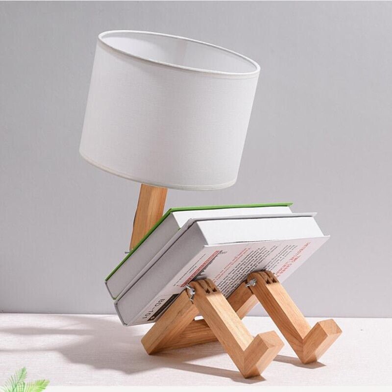 Holz-Roboter Tischlampe