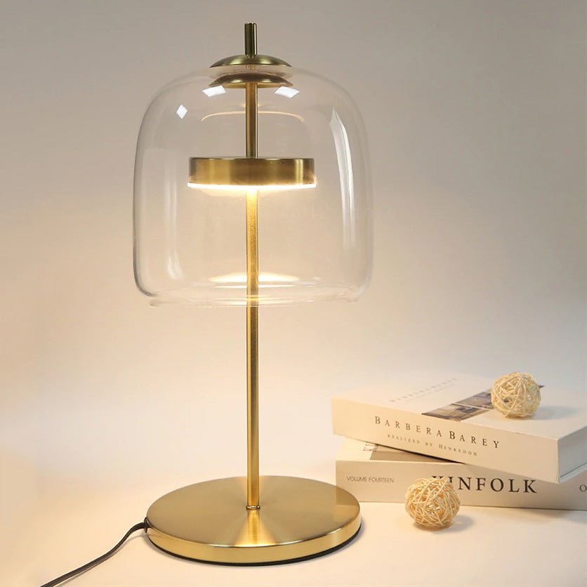 Design Tischlampe mit Glas Lampenschirm