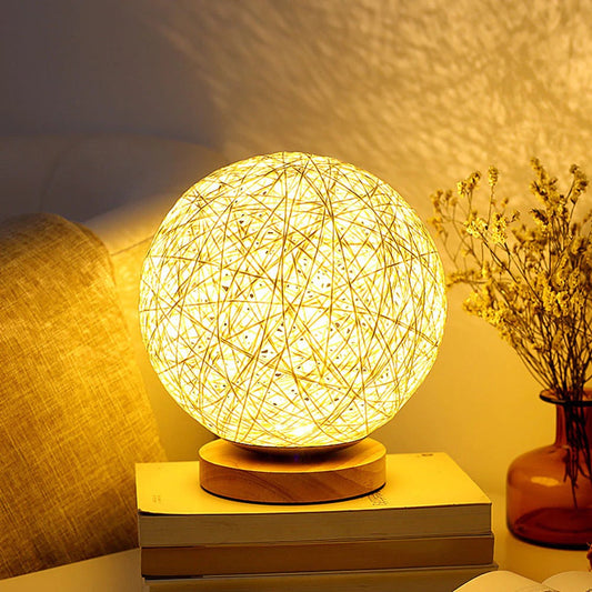 Tischlampe Rattan Kugel